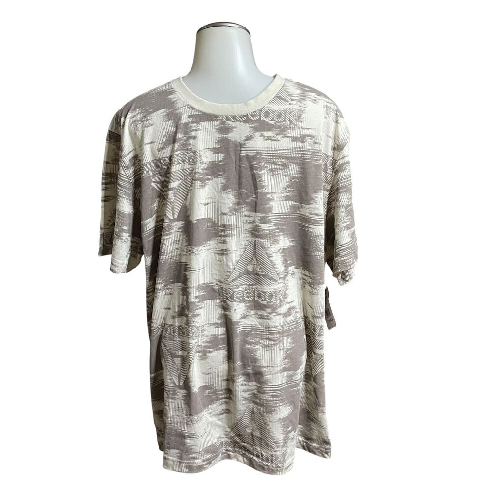 Reebok Mens Classic Graphic T-Shirt Beige/Gray L Cotton‎ Blend